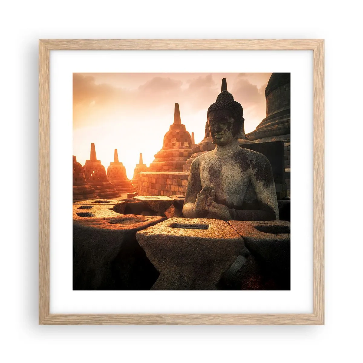 Poster in cornice rovere chiaro - La pagoda della grande saggezza - 40x40 cm