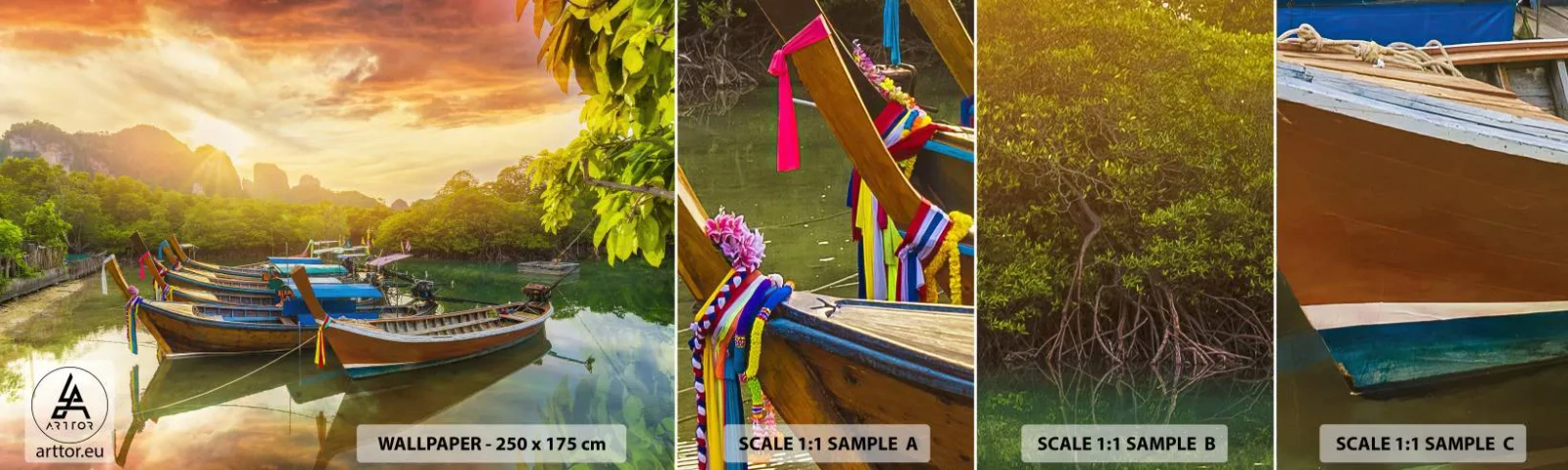 Campione Di Fotomurale Standard Eco - Prima di un giorno di lavoro - Paesaggio, Tailandia, Mare - 100x30 cm