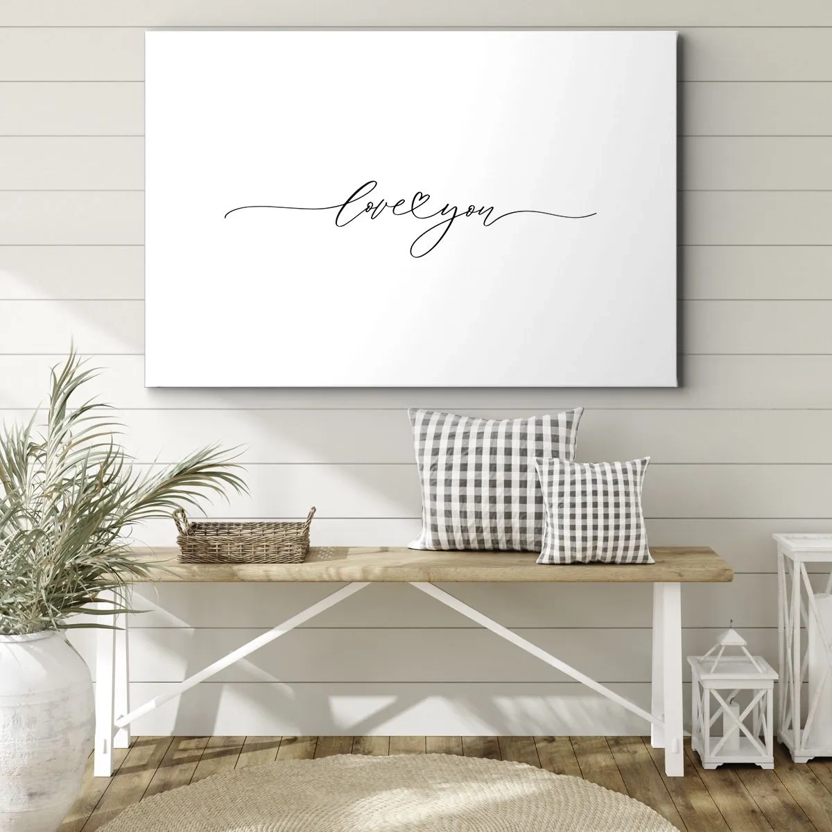 Quadro su tela - Stampe su Tela - La scritta "Ti amo" in un carattere elegante - 120x80cm - Bianco e nero - Decorazione murale moderna per soggiorno e camera da letto ARTTOR