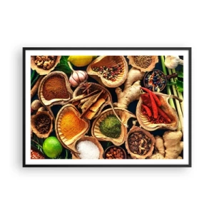 Poster in cornice nera - Ciotole di spezie di diversi colori - 100x70cm - Prendi quello che vuoi - Decorazione murale moderna per soggiorno e camera da letto ARTTOR