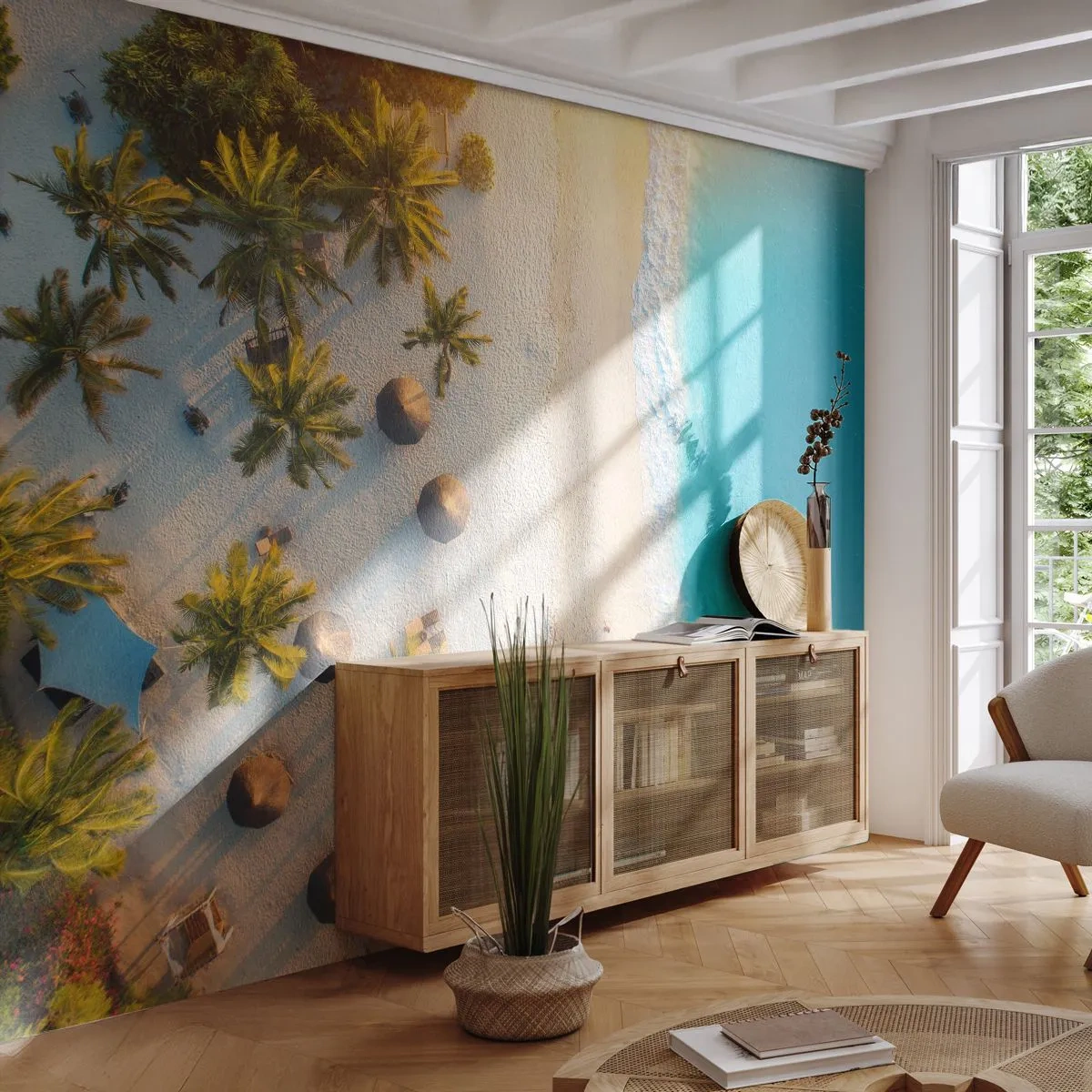 Fotomurali Premium Canvas - Benvenuti in paradiso - Spiaggia, palme, Esotismo - 300x210 cm