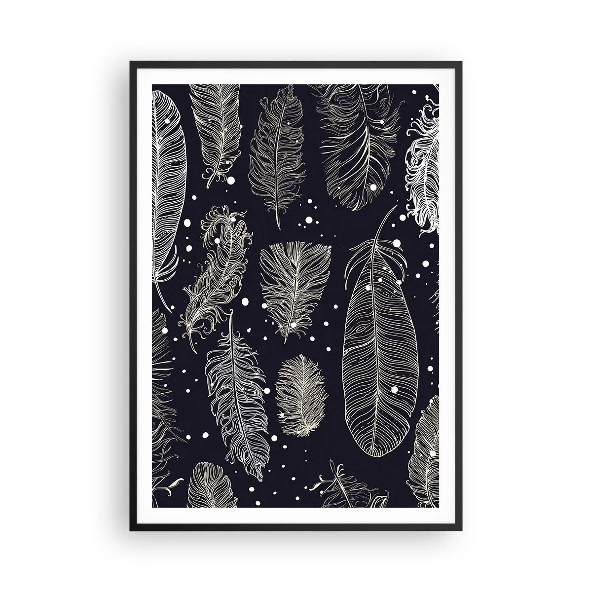 Poster in cornice nera - Pizzo piumato - 70x100 cm