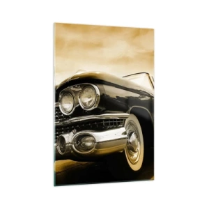 Quadro su vetro - Un'auto d'epoca con un look retrò e dettagli cromati. - 70x100cm - Il classico non è mai fuori moda - Decorazione murale moderna per soggiorno e camera da letto ARTTOR