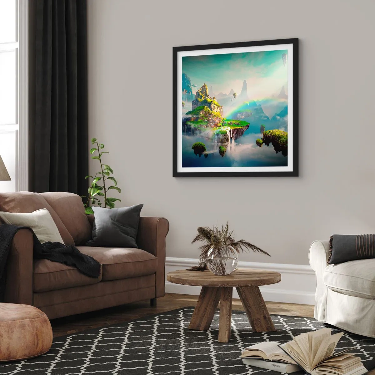 Poster in cornice nera - In mezzo al cielo: isole fortunate - 60x60 cm