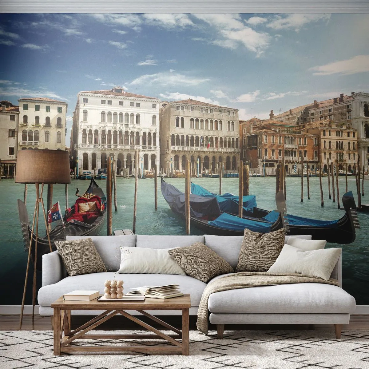Fotomurali Premium Canvas - Palazzi nel blu - Città, Venezia, Architettura - 350x256 cm