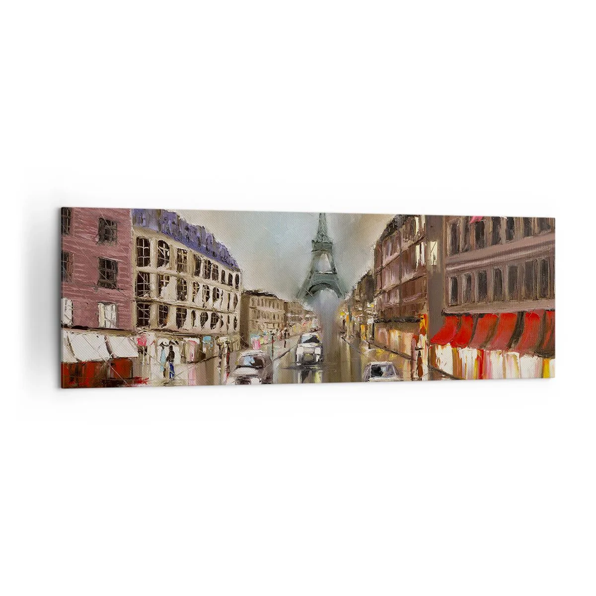 Quadro su tela - Stampe su Tela - Paesaggio urbano serale di Parigi con vista sulla Torre Eiffel - 160x50cm - Conta solo lei - Decorazione murale moderna per soggiorno e camera da letto ARTTOR