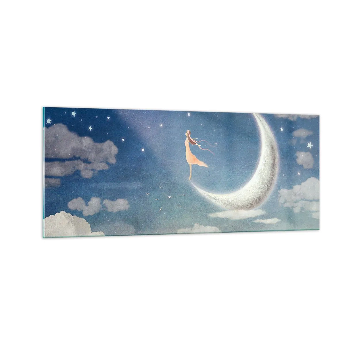 Quadro su vetro - Seduttrice celeste - 100x40 cm