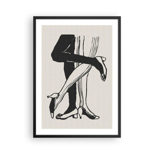 Poster in cornice nera - Illustrazione in bianco e nero di gambe intrecciate che ballano - 50x70cm - Attributo femminile - Decorazione murale moderna per soggiorno e camera da letto ARTTOR