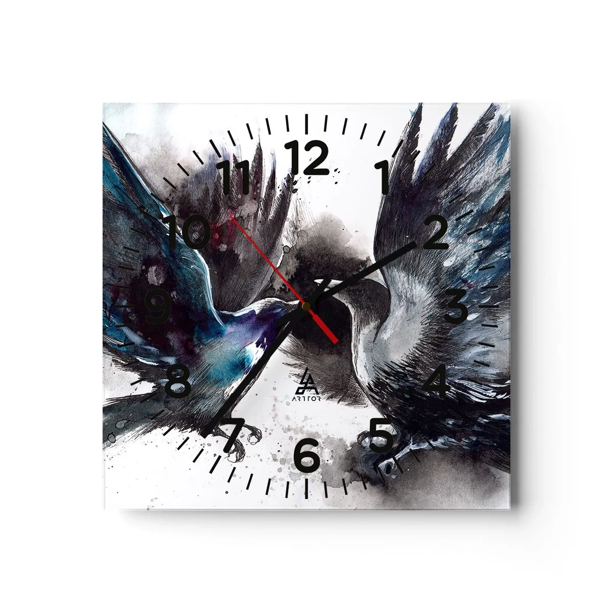 Orologio da parete - Orologio in Vetro - Corvi imperiali - 40x40 cm
