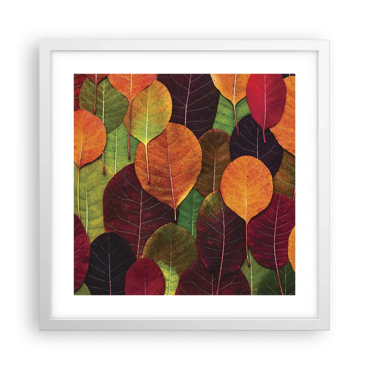 Poster in cornice bianca - Mosaico autunnale - 40x40 cm