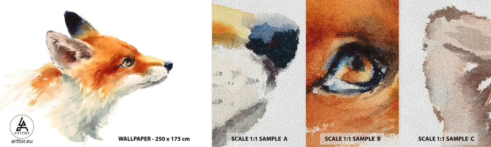 Campione di Fotomurale Premium Sand - La prudenza non è mai troppa - Animali, Volpe, Astrazione - 100x30 cm