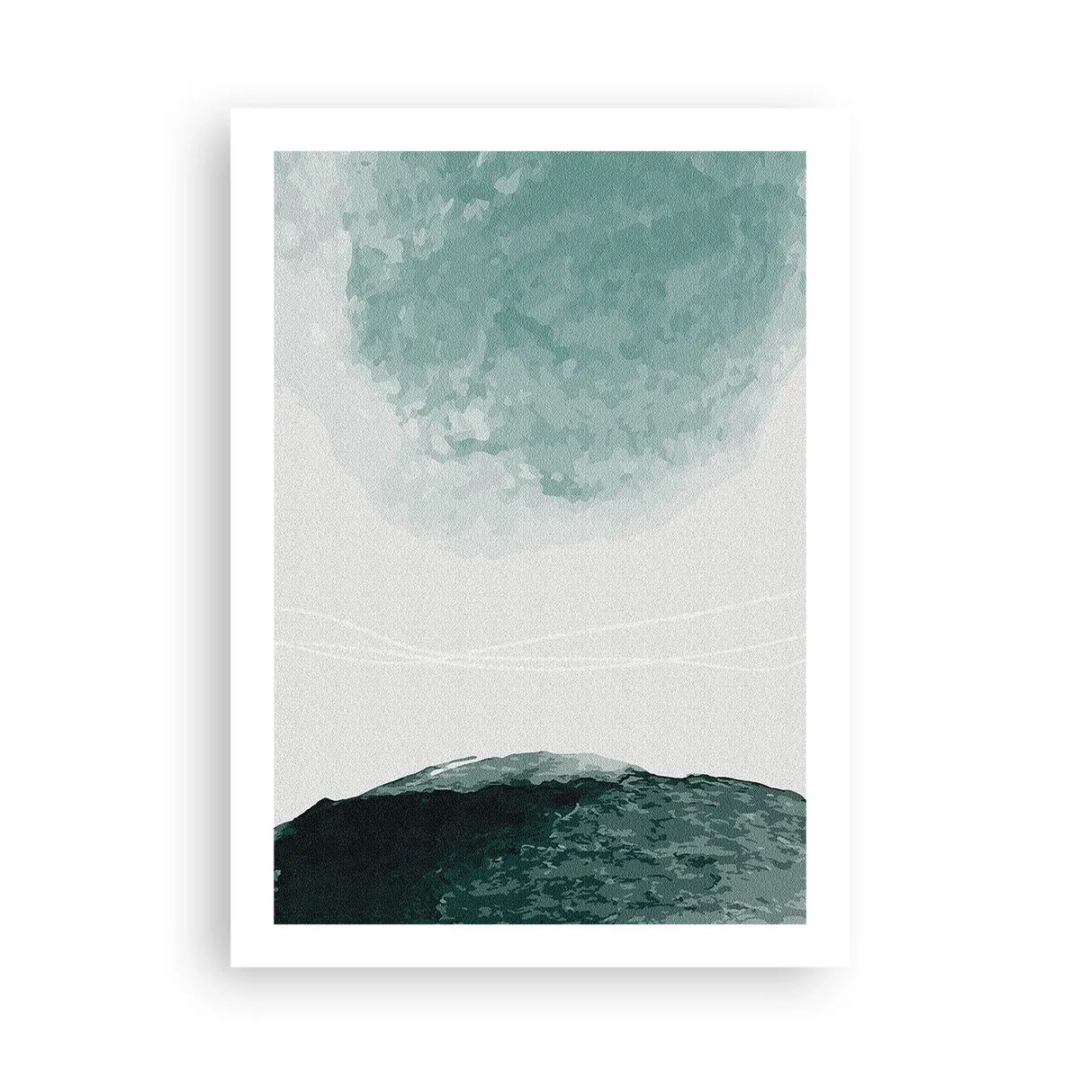 Poster - Paesaggio astratto nei toni del verde e del bianco - 50x70cm - Incontro con la nebbia - Decorazione murale moderna per soggiorno e camera da letto ARTTOR