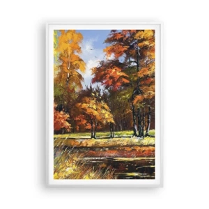 Poster in cornice bianca - Paesaggio in oro e marrone - 70x100 cm