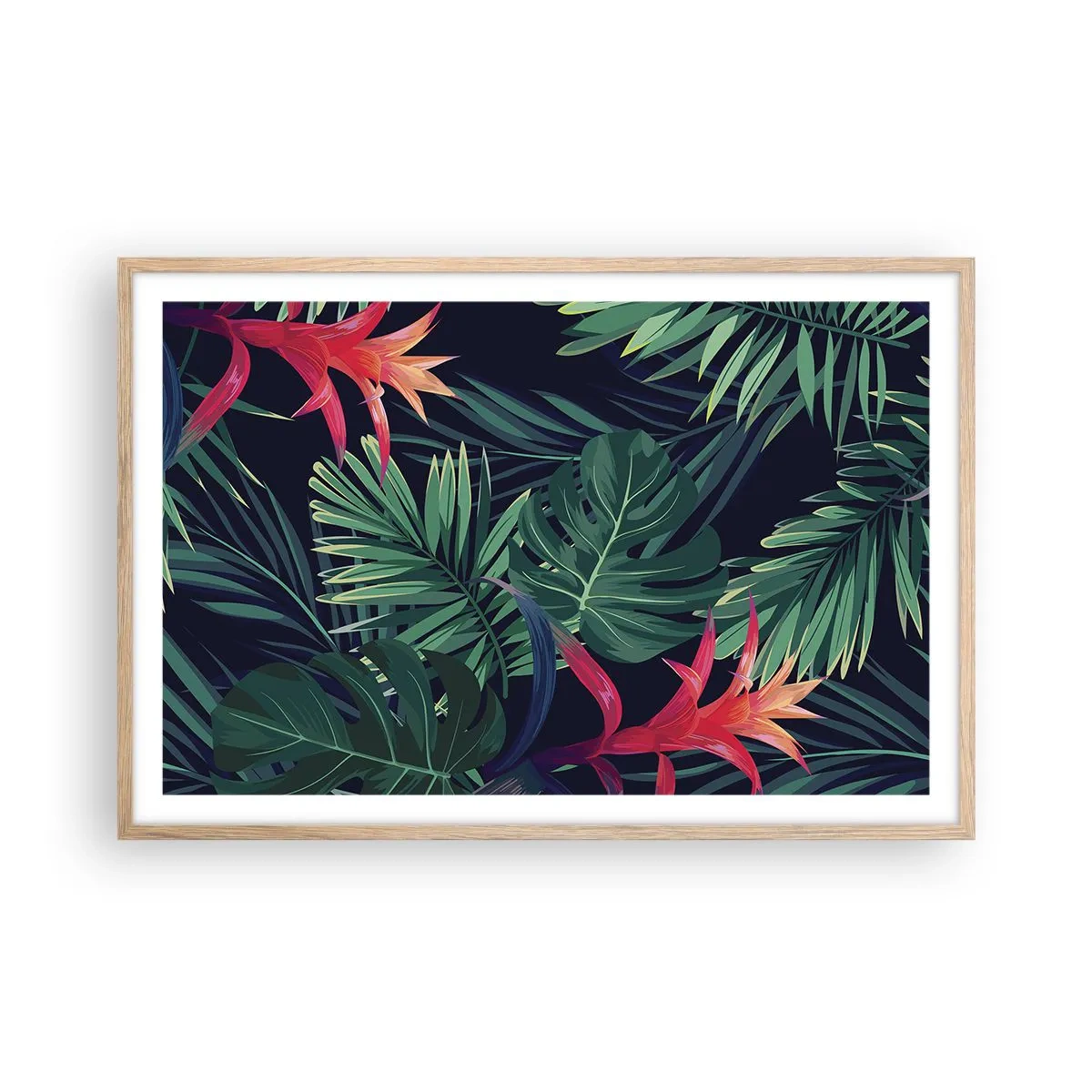 Poster in cornice rovere chiaro - Fiammante nel verde - 91x61 cm