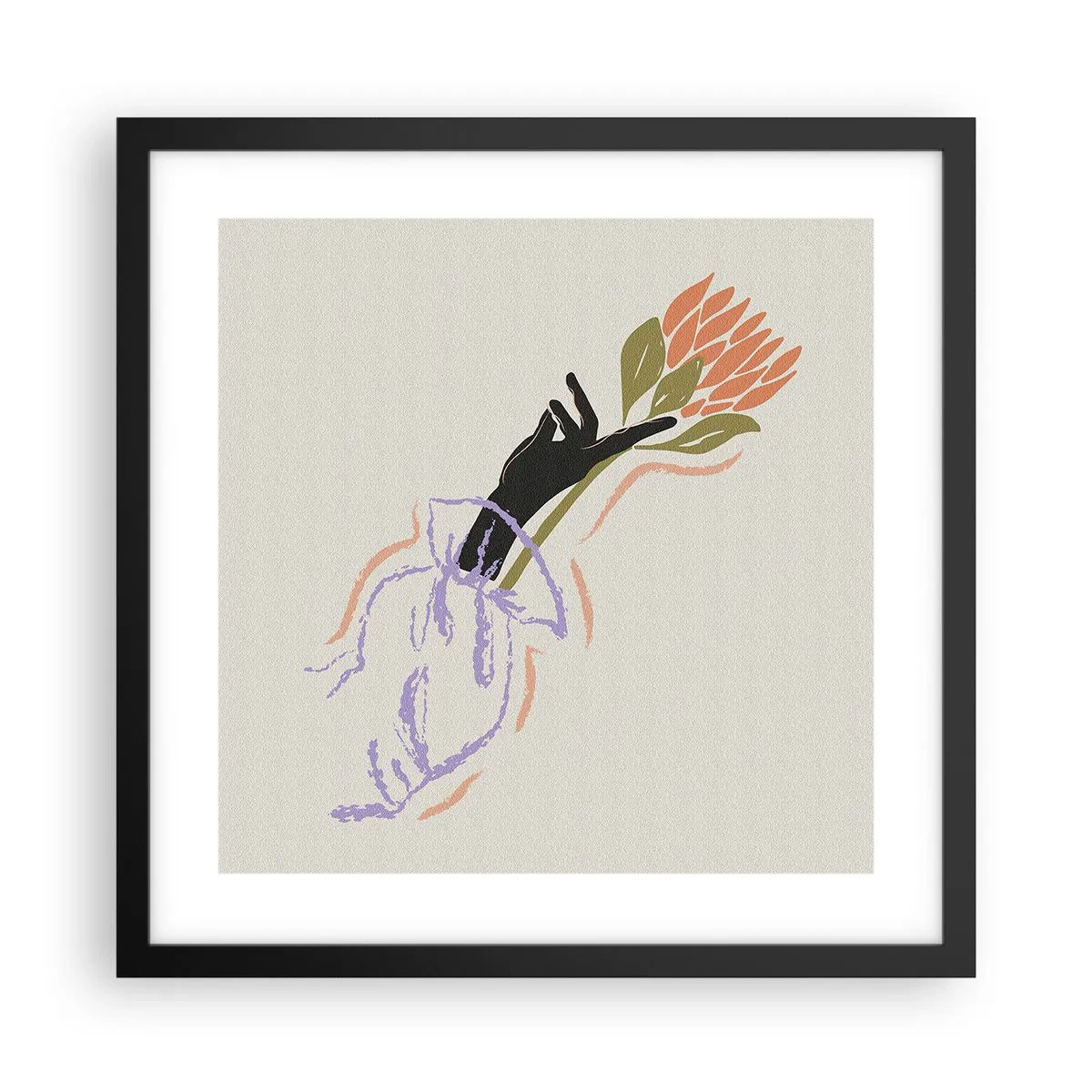 Poster in cornice nera - Tocco delicato - 40x40 cm