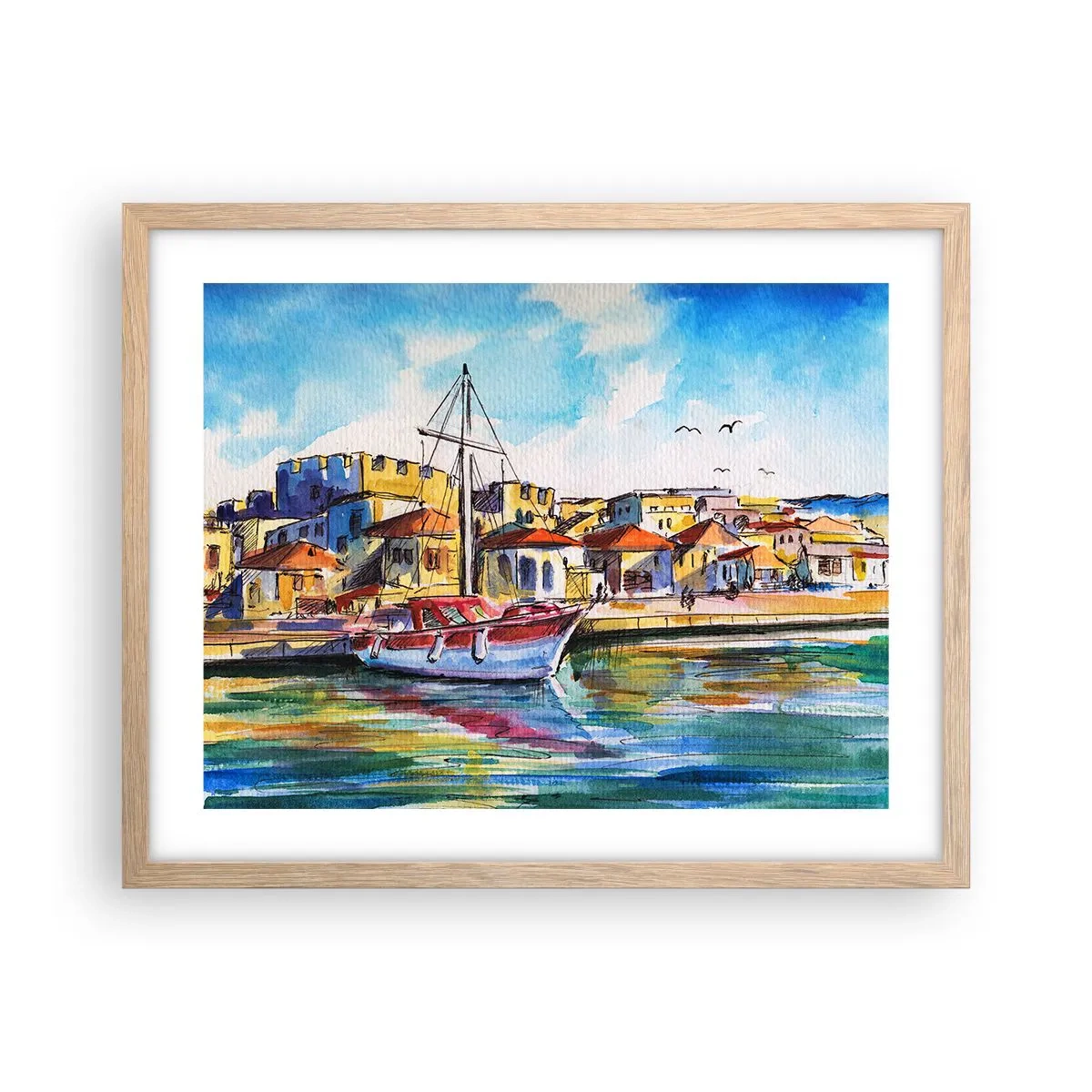 Poster in cornice rovere chiaro - Un colorato pomeriggio - 50x40 cm