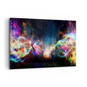 Quadro su tela - Stampe su Tela - Lampi di luce colorati in una composizione astratta - 120x80cm - Con gioia contro l'oscurità - Decorazione murale moderna per soggiorno e camera da letto ARTTOR