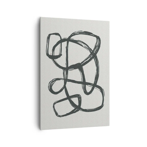 Quadro su tela - Stampe su Tela - Linee astratte che creano forme libere su uno sfondo chiaro - 70x100cm - Astrazione aggrovigliata - Decorazione murale moderna per soggiorno e camera da letto ARTTOR