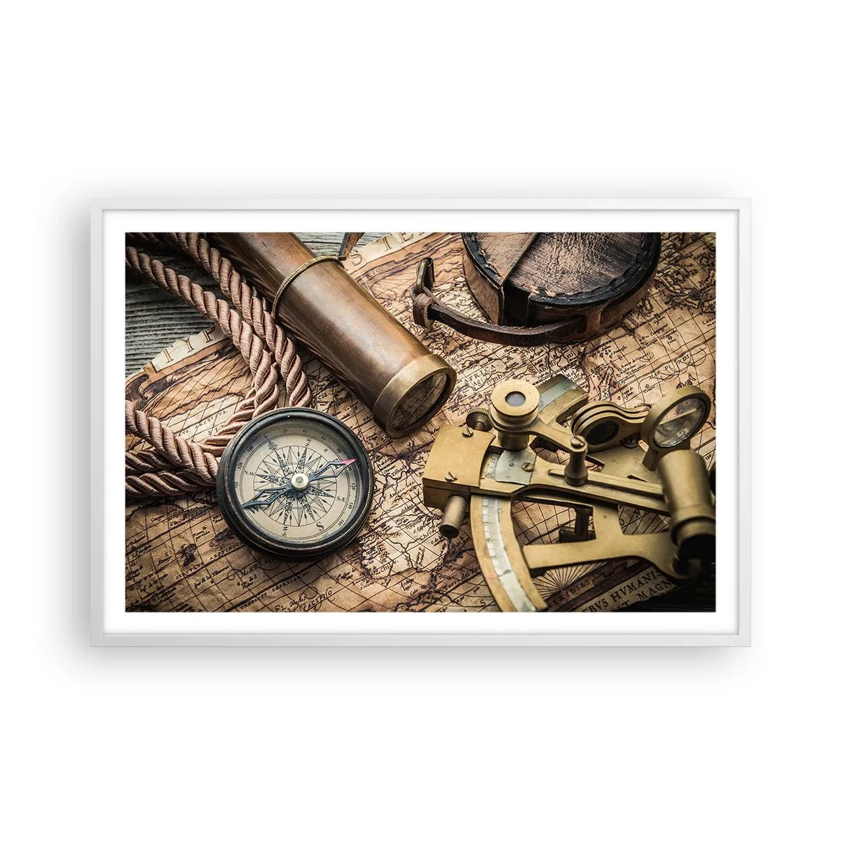 Poster in cornice bianca - Traccia la rotta - 91x61 cm