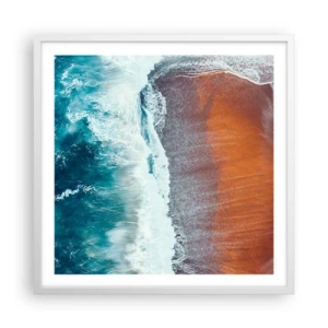 Poster in cornice bianca - Il tocco dell'oceano - 60x60 cm