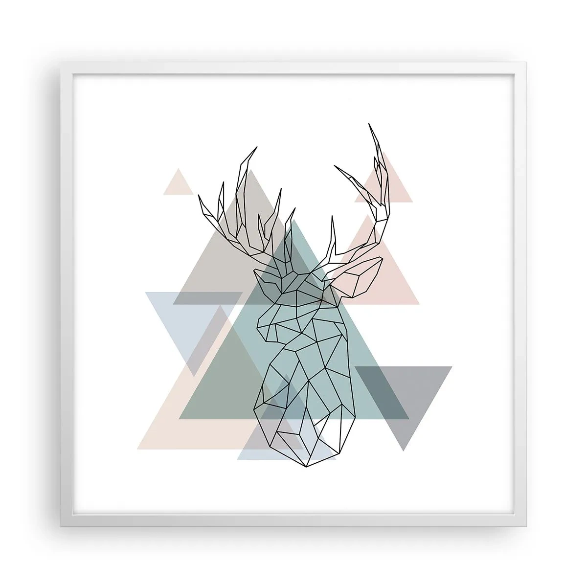 Poster in cornice bianca - Nel bosco geometrico - 60x60 cm