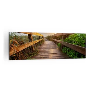 Quadro su tela - Stampe su Tela - Molo di legno che conduce alla spiaggia al tramonto - 160x50cm - Dritto verso la riva - Decorazione murale moderna per soggiorno e camera da letto ARTTOR