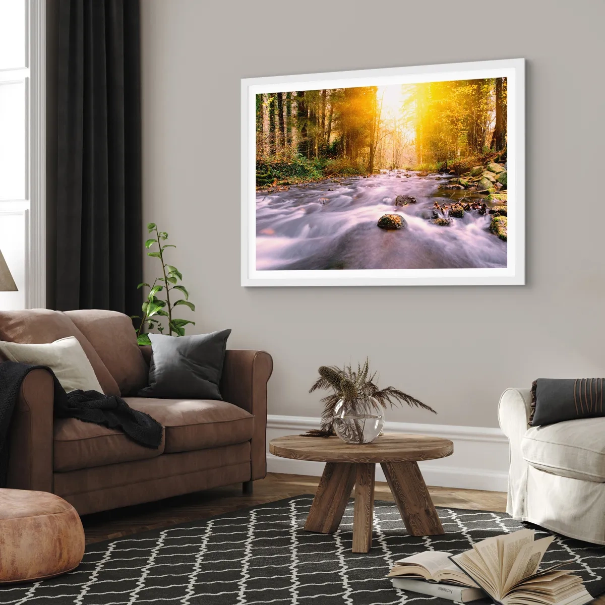 Poster in cornice bianca - Malachite in cornice oro-argento - 100x70 cm