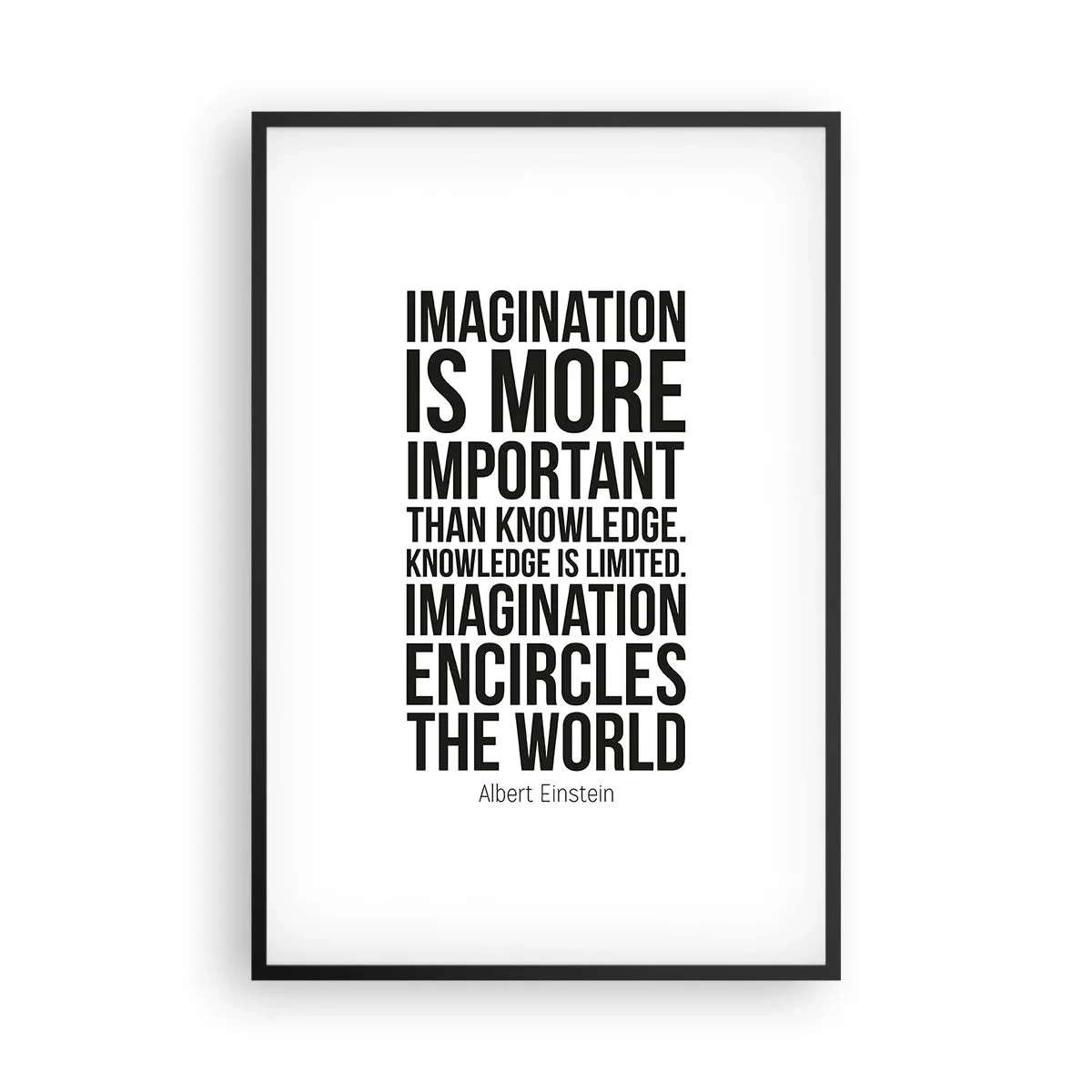 Poster in cornice nera - Einstein sul potere dell'immaginazione - 61x91 cm