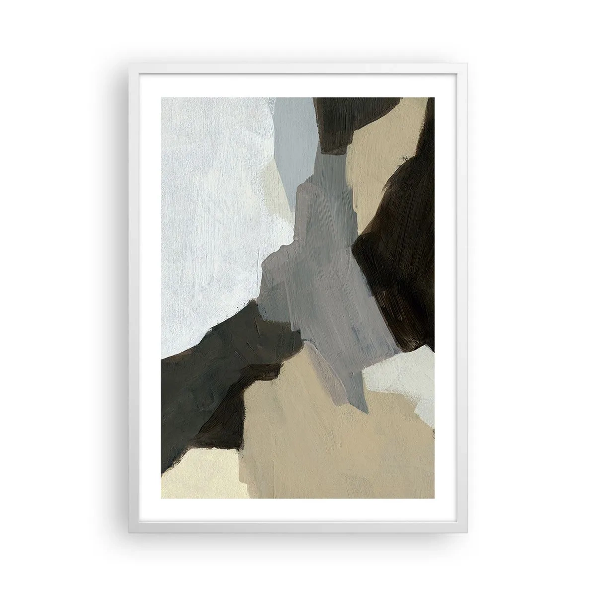 Poster in cornice bianca - Astrazione: il crocevia del grigio - 50x70 cm