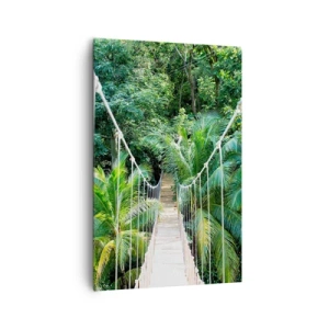 Quadro su tela - Stampe su Tela - Un ponte sospeso in una giungla tropicale piena di verde - 80x120cm - Welcome to the jungle! - Decorazione murale moderna per soggiorno e camera da letto ARTTOR