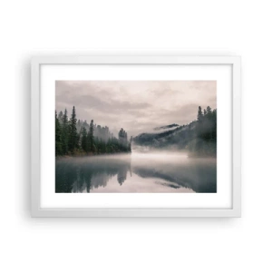 Poster in cornice bianca - Riflettendo nella nebbia - 40x30 cm