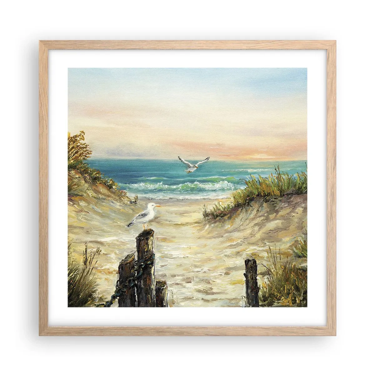 Poster in cornice rovere chiaro - Silenzio senza vento - 50x50 cm