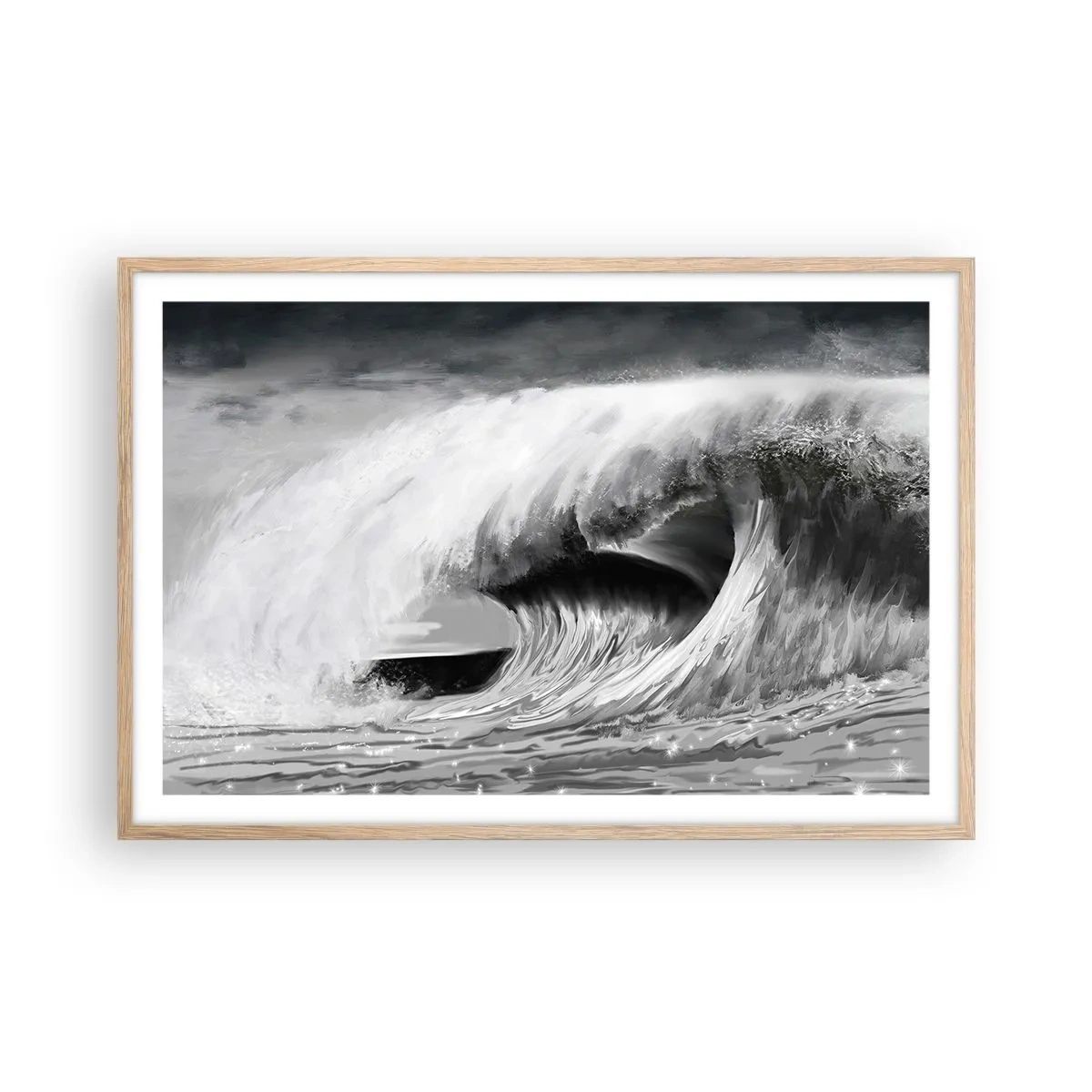 Poster in cornice rovere chiaro - La furia dell'oceano - 91x61 cm