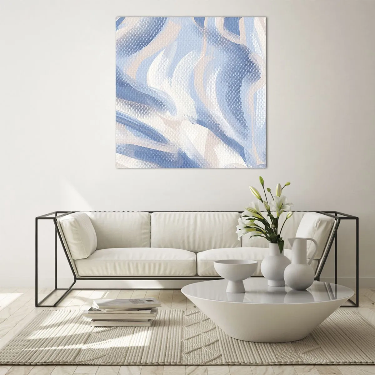 Quadro su vetro - Ondulazioni azzurre - 60x60 cm