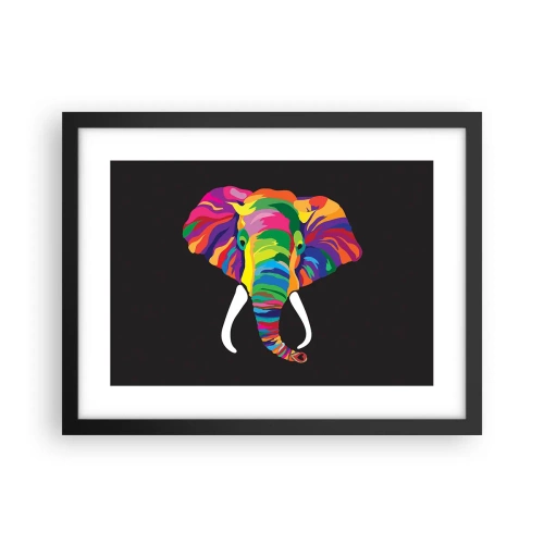 Poster in cornice nera - L'elefante che faceva il bagno nell'arcobaleno - 40x30 cm