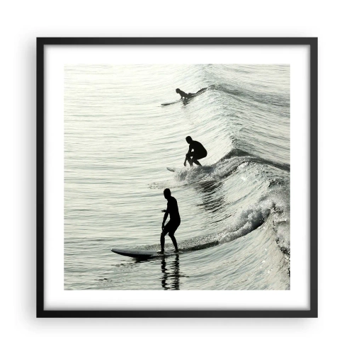 Poster in cornice nera - Onde all'incontro - 50x50 cm