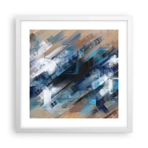 Poster in cornice bianca - Sulla diagonale blu - 40x40 cm