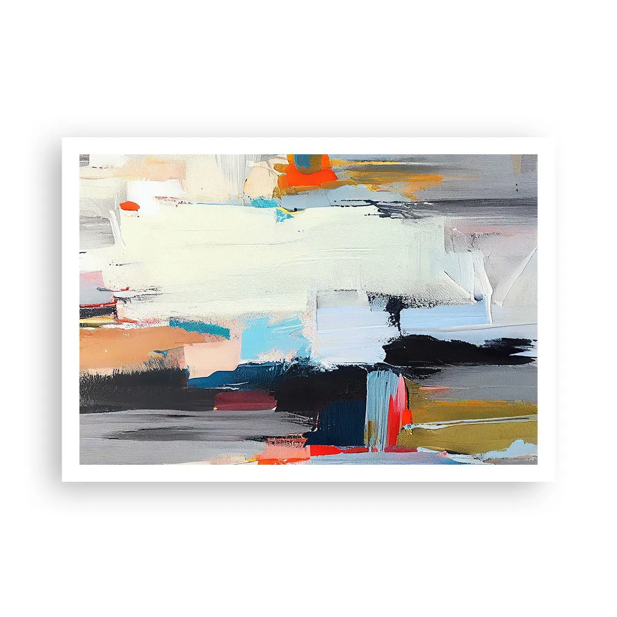 Poster - Astrazione colorata con pennellate dinamiche - 100x70cm - C'è una logica? - Decorazione murale moderna per soggiorno e camera da letto ARTTOR