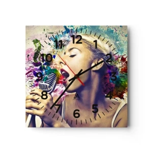 Orologio da parete - Orologio in Vetro - Dipingere il mondo con la voce - 40x40 cm