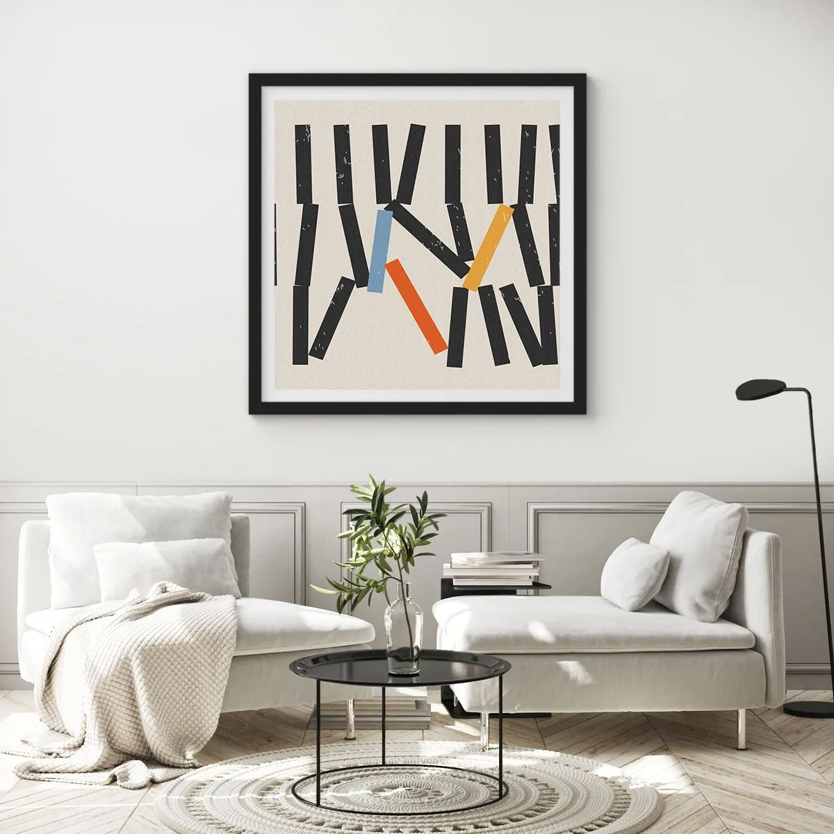 Poster in cornice nera - Composizione: domino - 30x30 cm