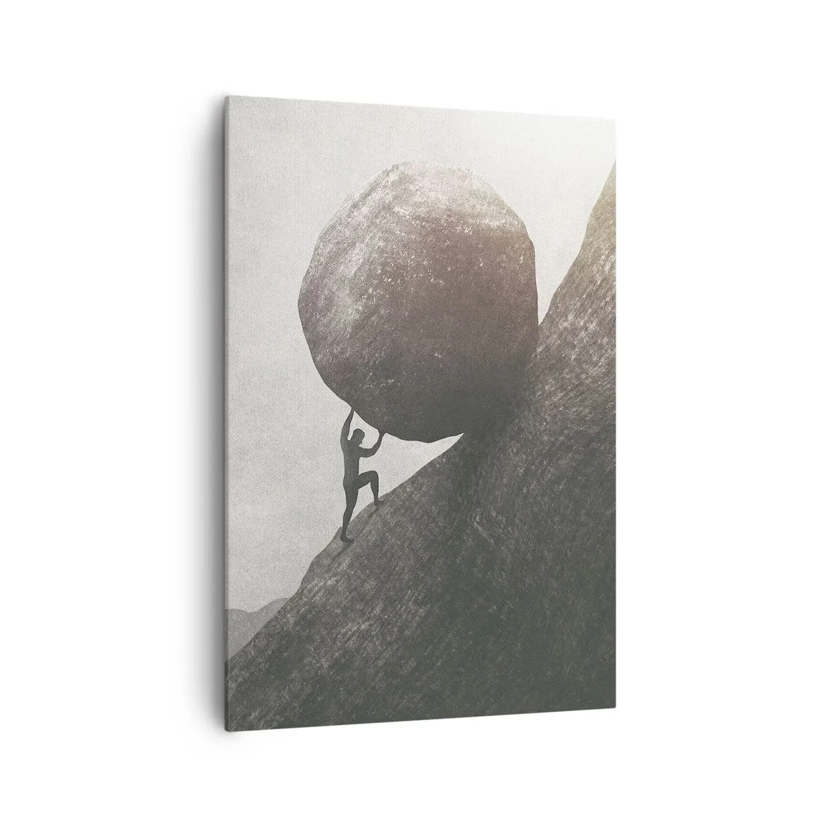 Quadro su tela - Stampe su Tela - Un uomo che scala un enorme masso su una collina - 70x100cm - Credo contro ogni speranza - Decorazione murale moderna per soggiorno e camera da letto ARTTOR
