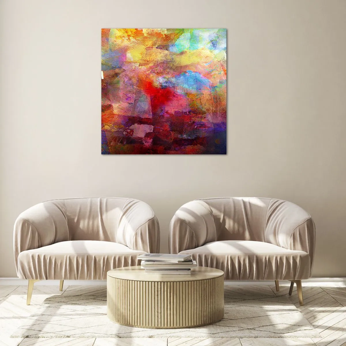 Quadro su vetro - Guardando dentro all'arcobaleno - 30x30 cm