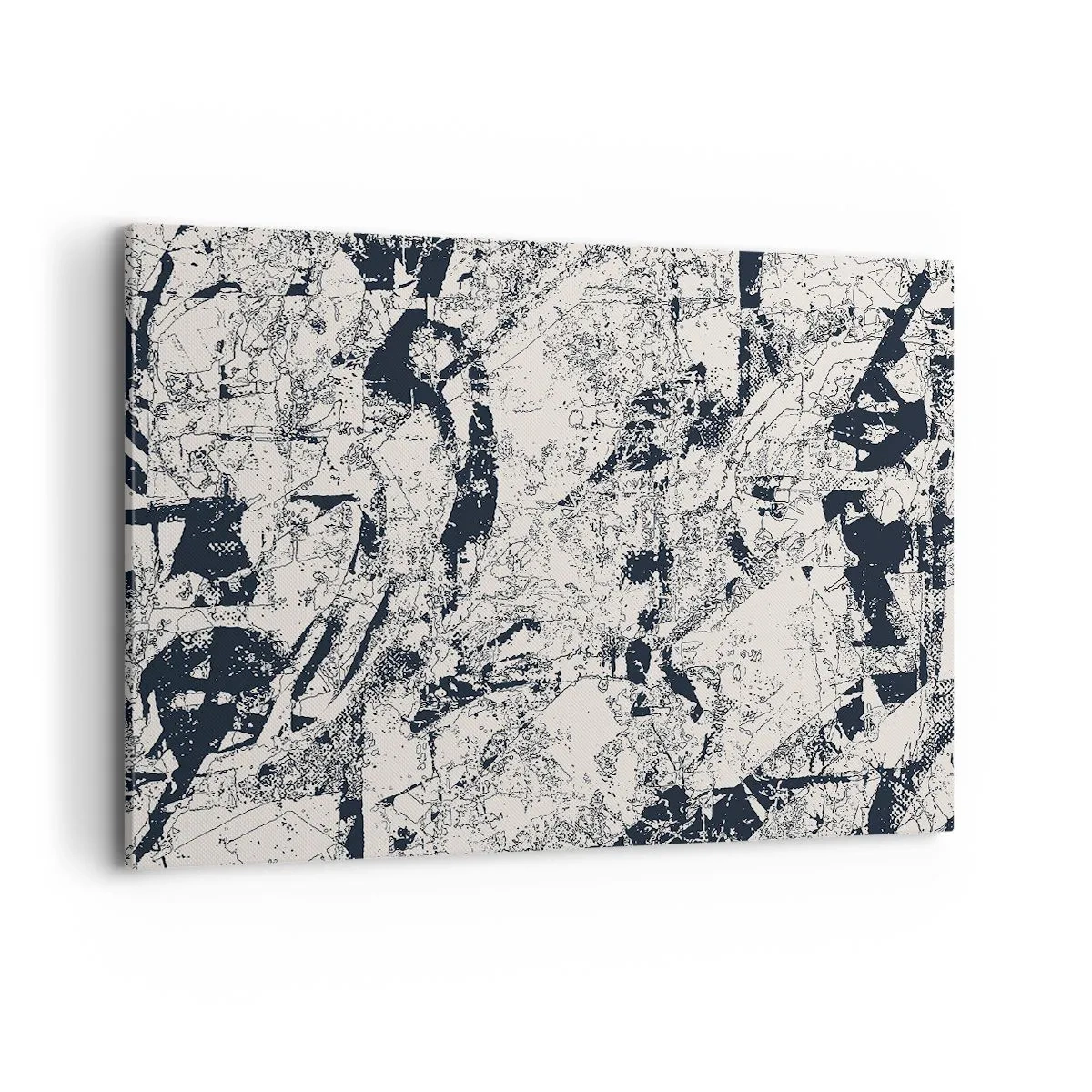 Quadro su tela - Stampe su Tela - Composizione astratta in bianco e nero con un layout dinamico - 100x70cm - La compenetrazione degli opposti - Decorazione murale moderna per soggiorno e camera da letto ARTTOR