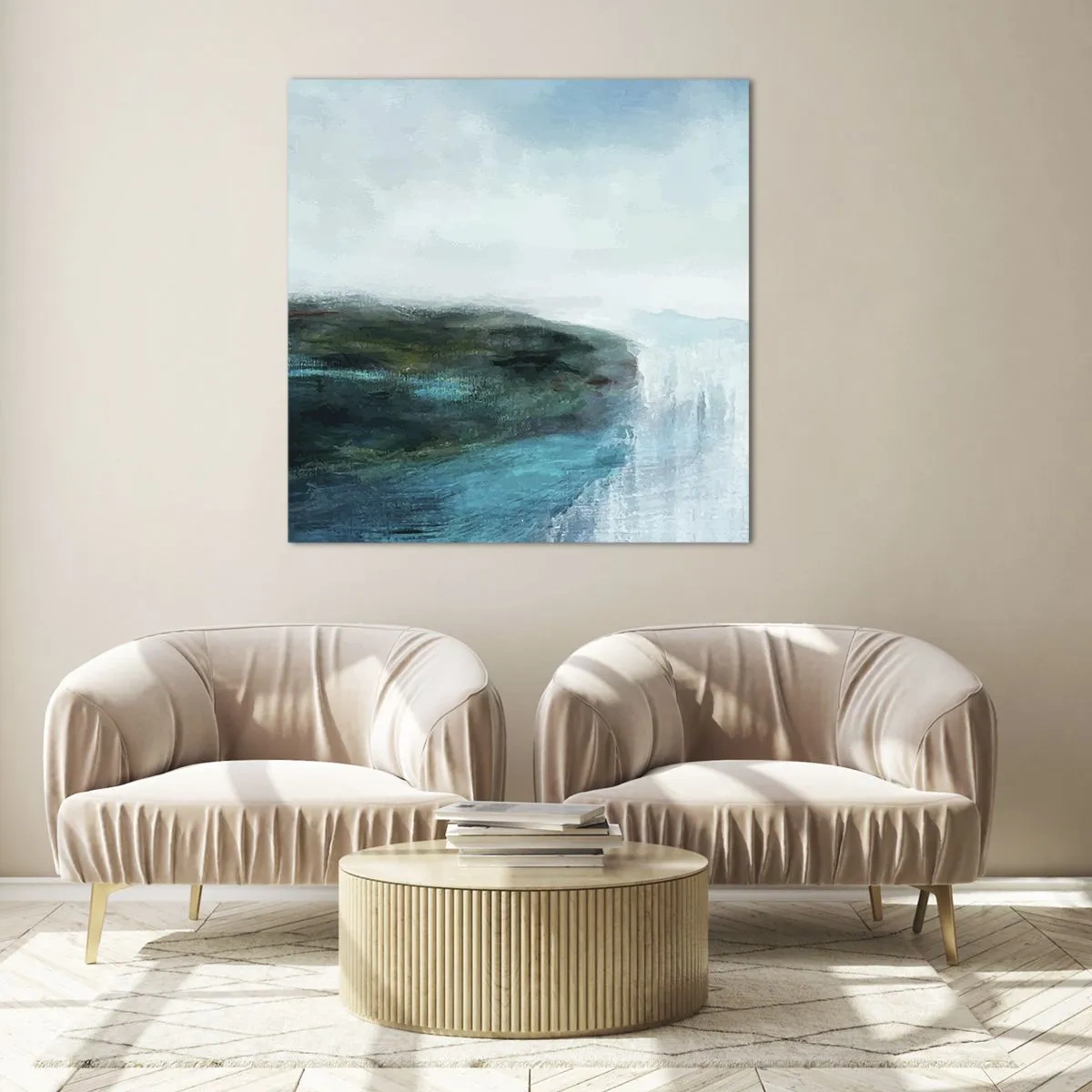 Quadro su vetro - Astrazione marittima - 40x40 cm