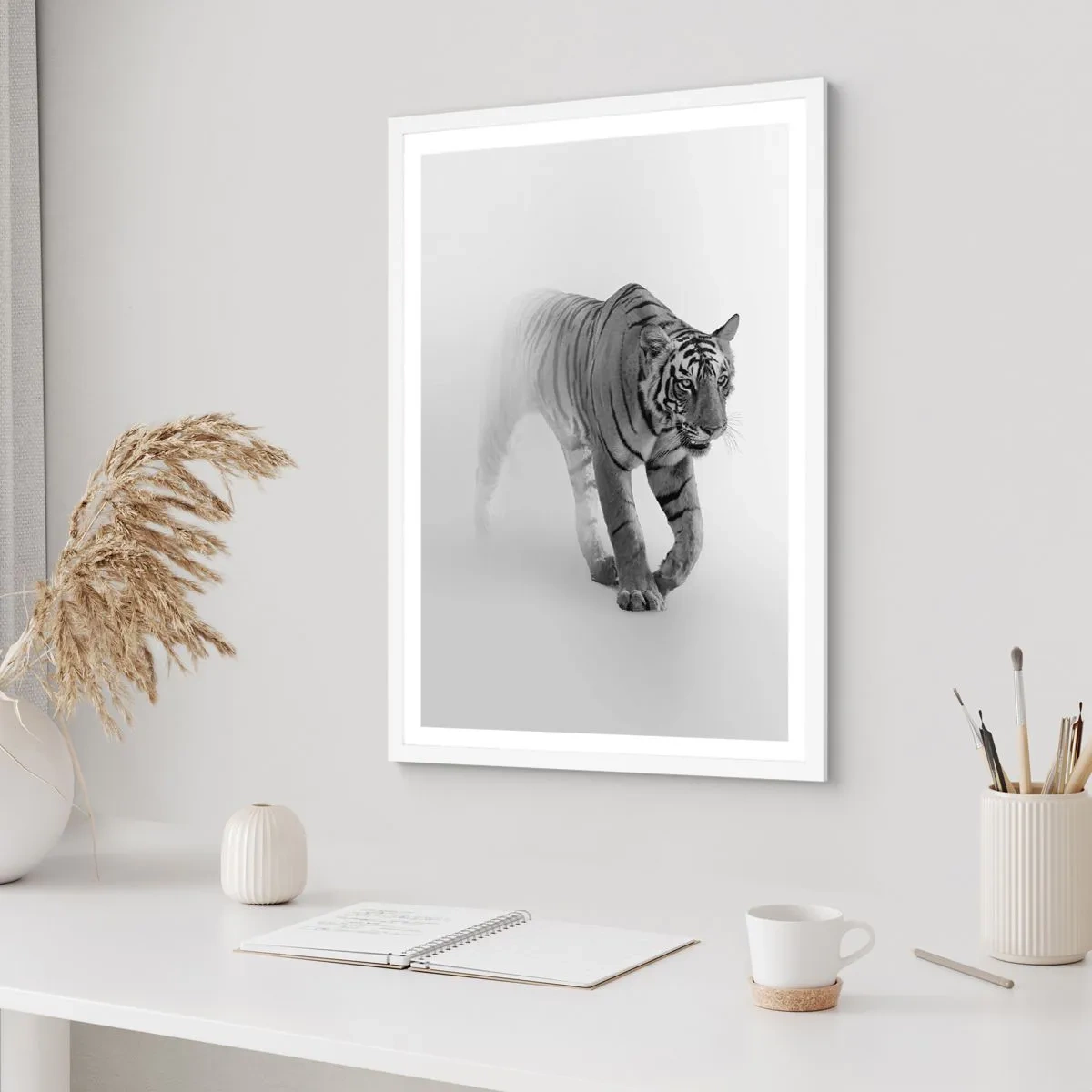 Poster in cornice bianca - Incantato nella nebbia - 40x50 cm