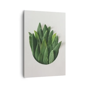Quadro su tela - Stampe su Tela - Una composizione di foglie verdi su uno sfondo chiaro - 70x100cm - Curiosità irrefrenabile - Decorazione murale moderna per soggiorno e camera da letto ARTTOR