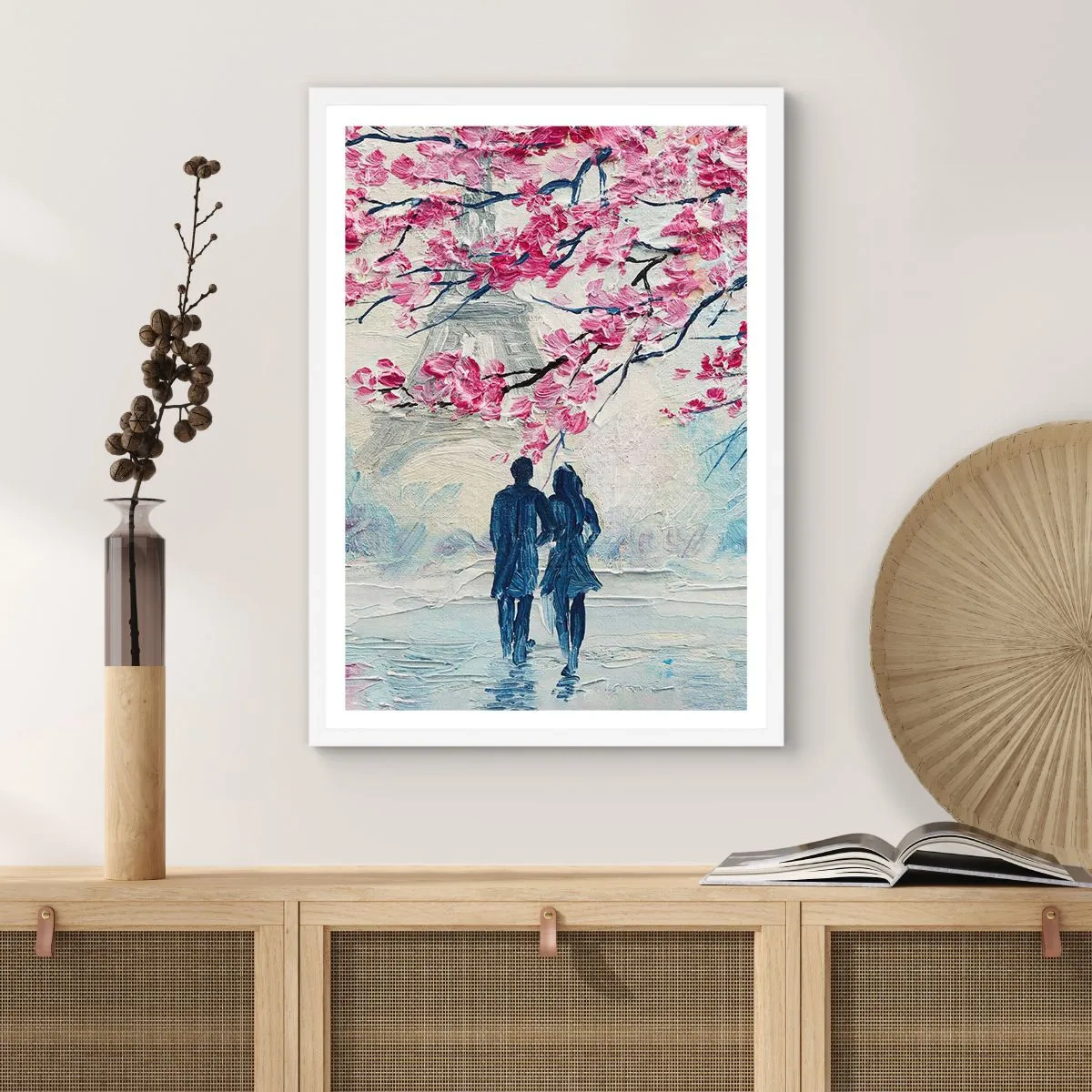 Poster in cornice bianca - Passeggiata romantica - 50x70 cm