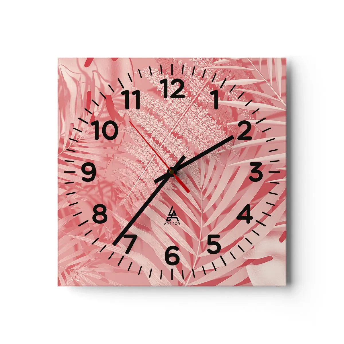 Orologio da parete - Orologio in Vetro - Concetto rosa - 30x30 cm