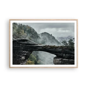 Poster in cornice rovere chiaro - Qui inizia l'avventura - 100x70 cm