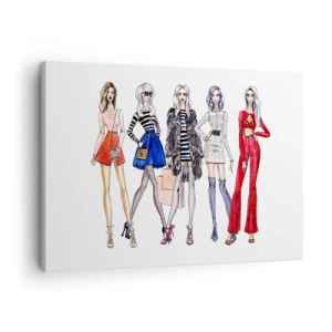 Quadro su tela - Stampe su Tela - Illustrazioni eleganti di silhouette di moda - 70x50cm - Every week Fashion Week - Decorazione murale moderna per soggiorno e camera da letto ARTTOR